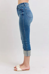 Skinny Cuff Capris Jeans with Pockets with Plus Size Judy Blue